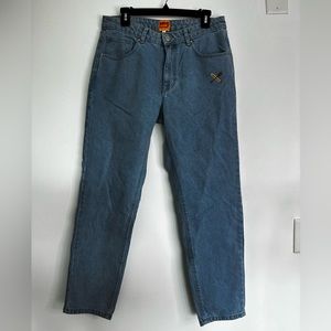 Denim Jeans Size L with fun patches on the back and front!!